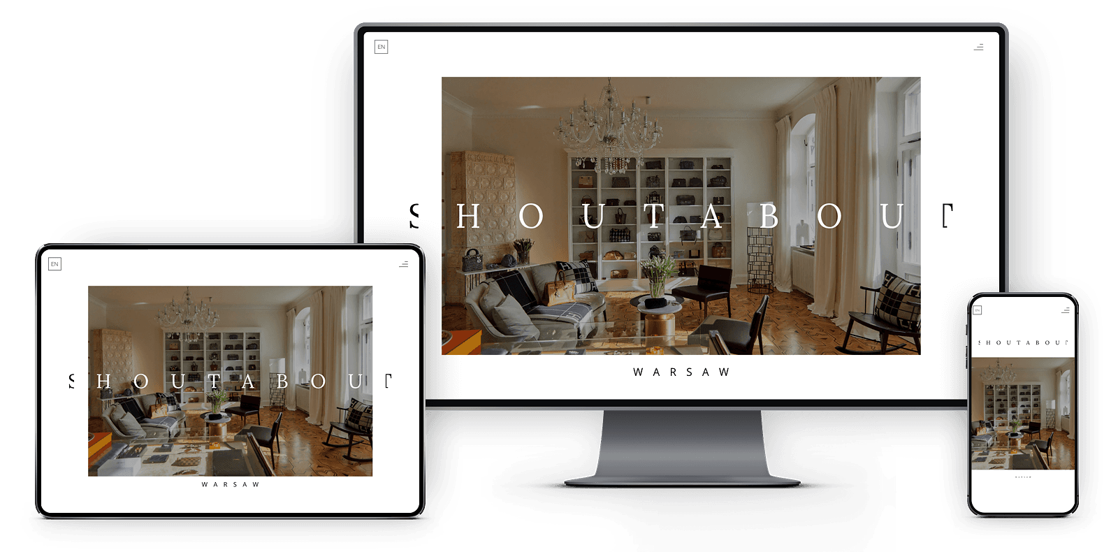 image of project "SHOUT ABOUT - the dynamic portal with the interactive product catalog" on different devices