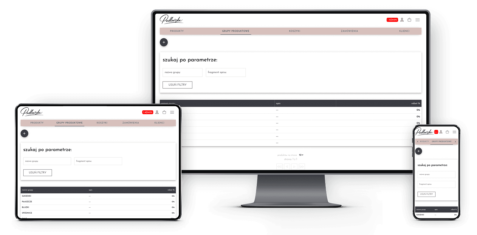 image of project "on-line shop engine and shop administration panel" on different devices